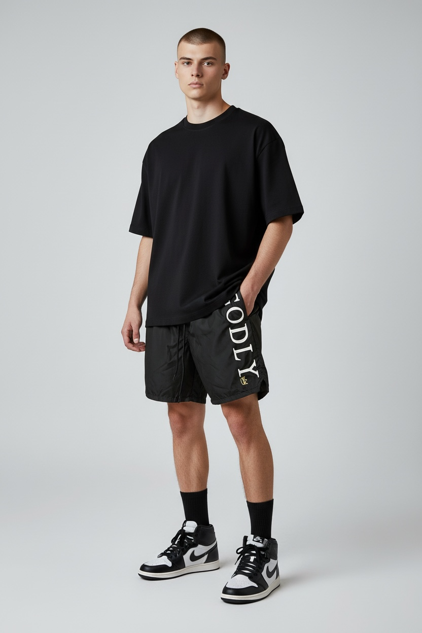 Logo Print Short "Jet Black"