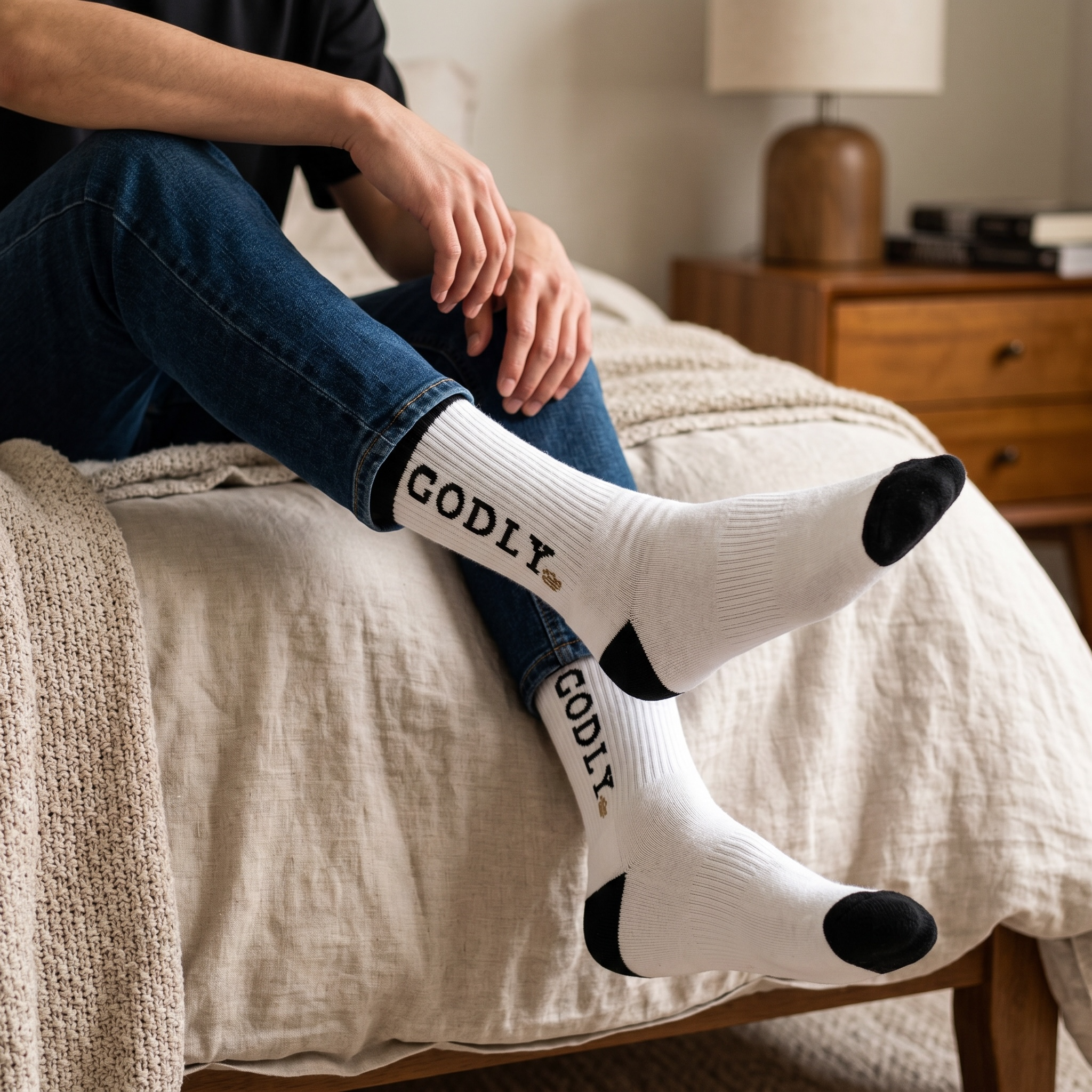 Logo Monochrome Athletic Sock (WHT)
