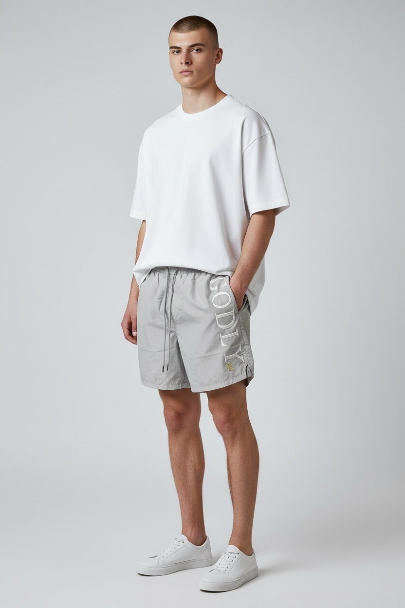 Logo Print Shorts "Storm Grey"